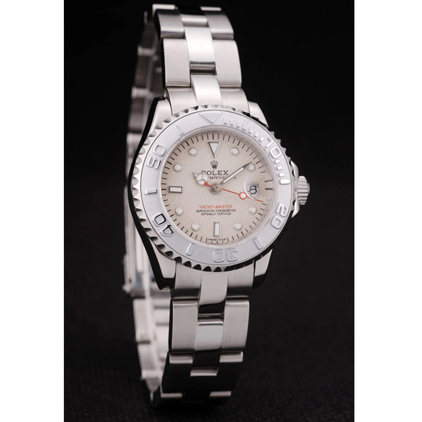 Rolex aaa copy Yacht Master Rolex Beige Dial Silver Bezel 0801
